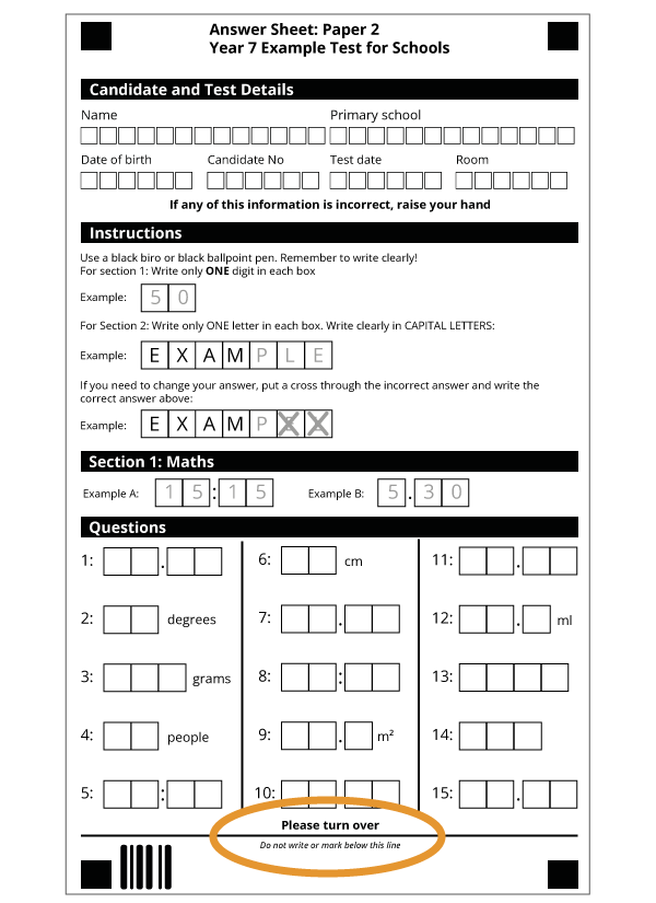 Double-sided and multi-page answer sheets