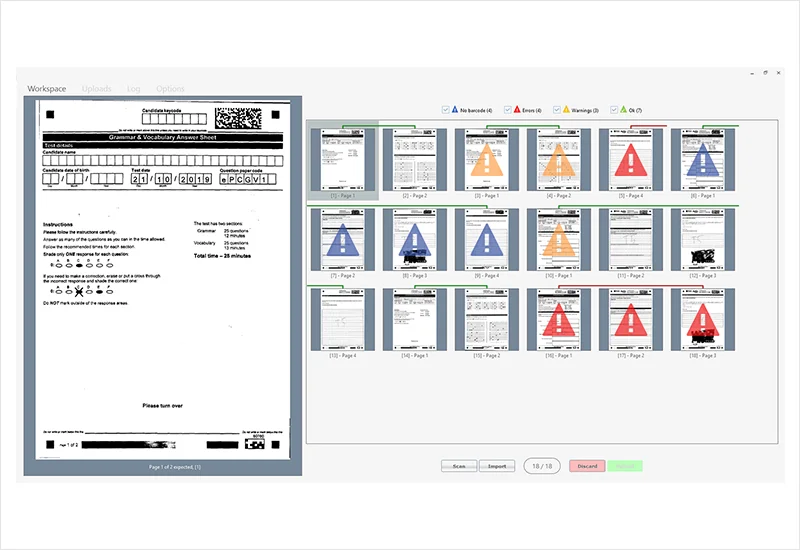 Scanning candidate responses