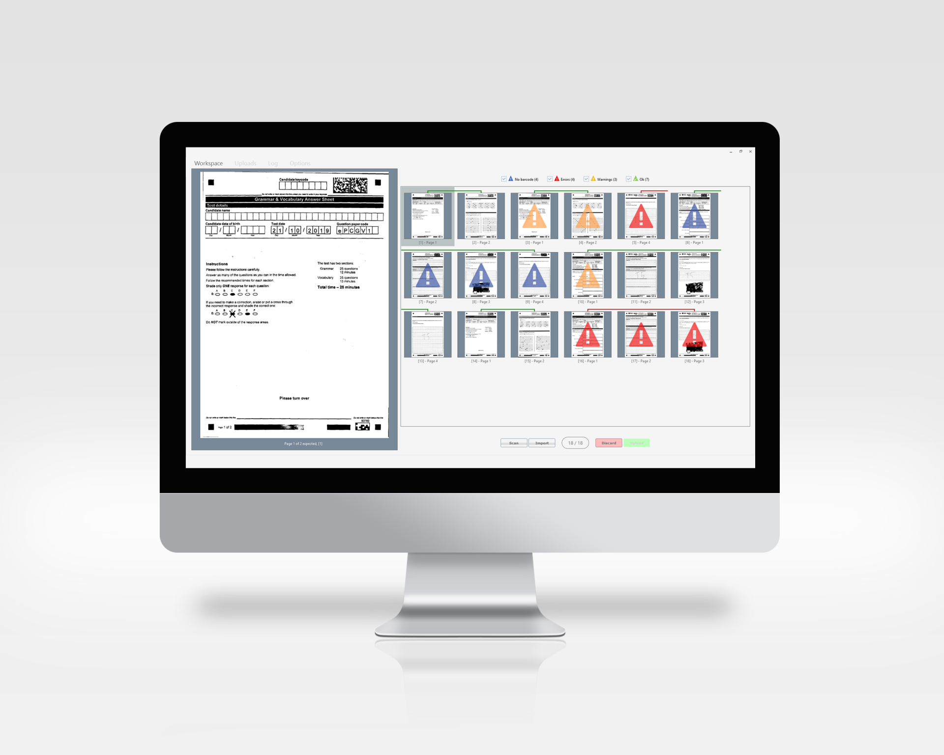 Answer sheet capture, processing and verification